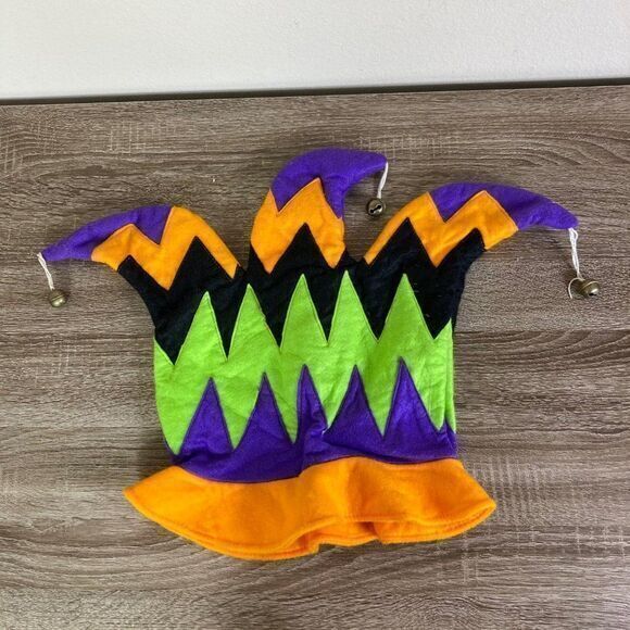 Mardi Gras Jester Hat Bells New Orleans Unisex Costume Halloween Orange Adult OS - Picture 7 of 12